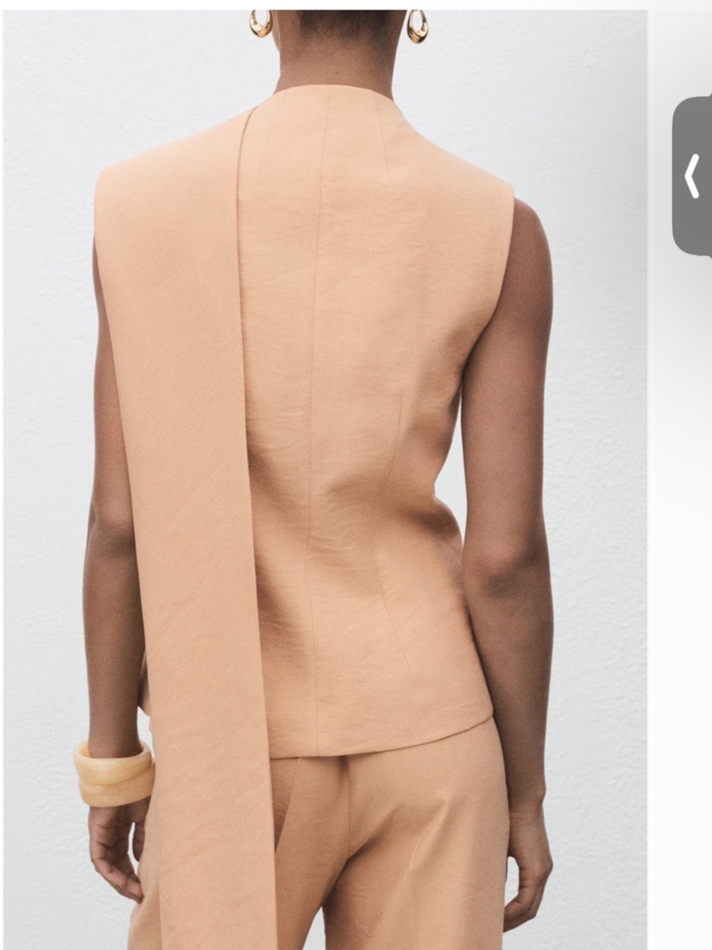 MANGO Set ! Peachy Nude Pants Set Sleeveless Tailored Wide-Leg Top Lyocell S/M - Picture 3 of 11